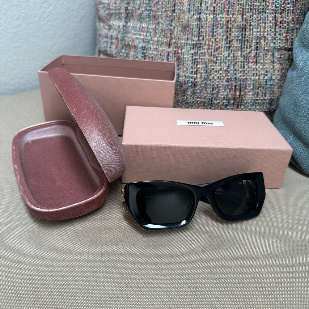 Miu Miu Black Sunglasses with Pink Case